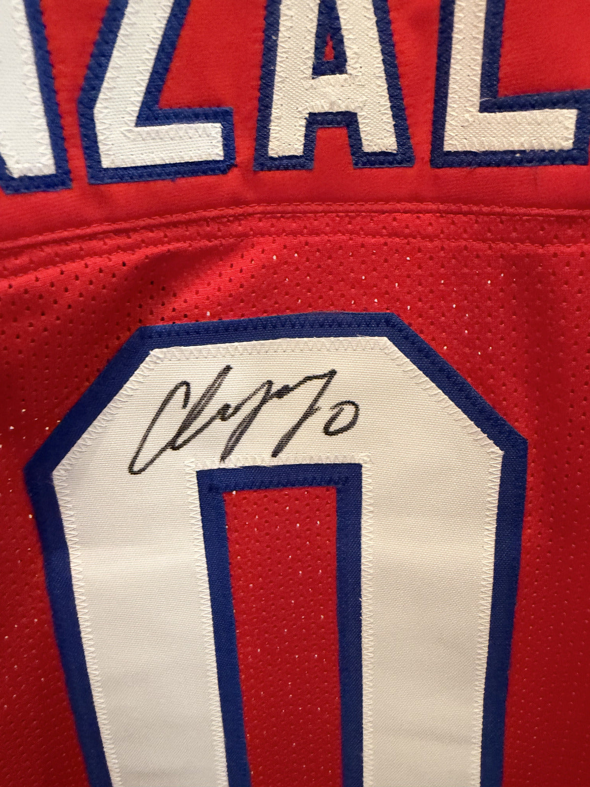 Christian Gonzalez Signed Patriots #0 Red Custom Jersey Beckett Witnessed BAS