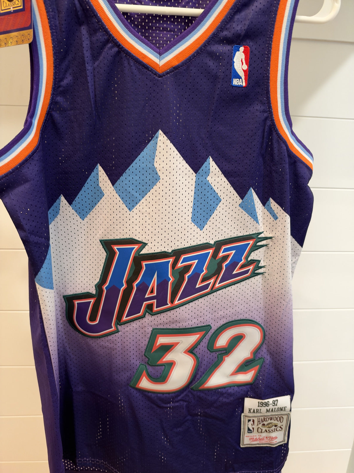Karl Malone Utah Jazz #32 Purple Mountain Throwback Jersey Tagged 44 (S)