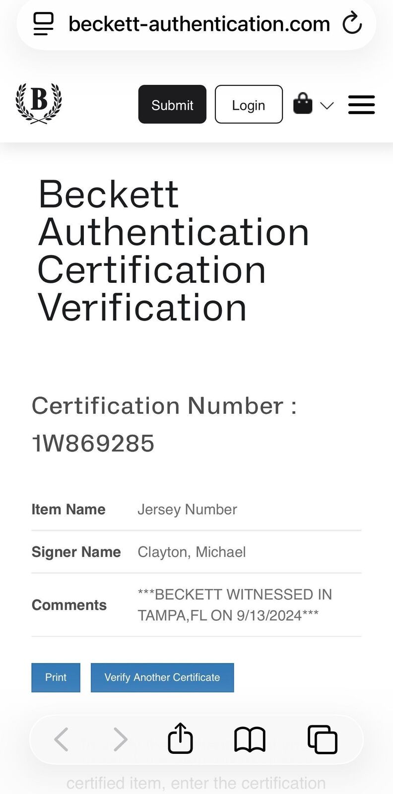 Michael Clayton Signed Buccaneers Jersey – Beckett Witness Authenticated