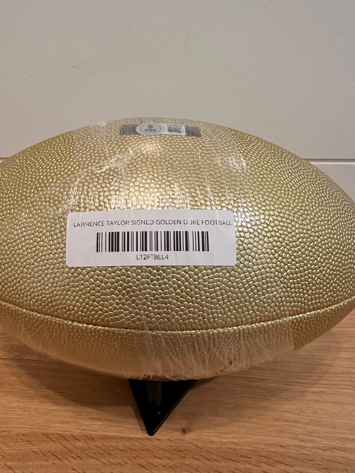 Lawrence Taylor Signed Gold Wilson Duke NFL Football — Beckett Witness Certified