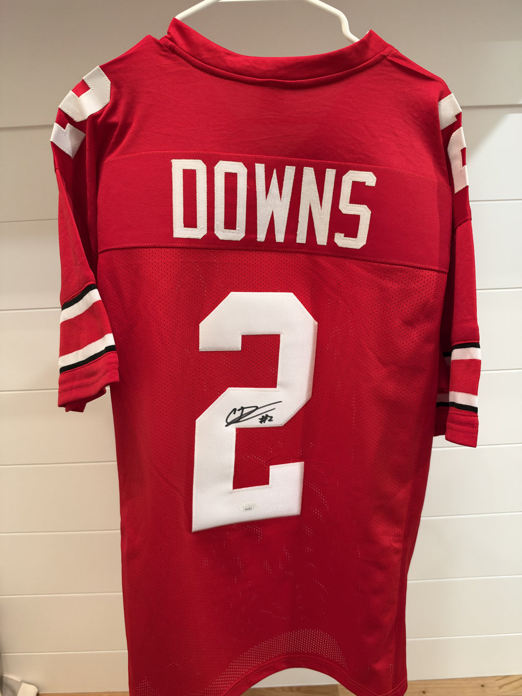Caleb Downs Signed Ohio State Red Custom Jersey #2 XL JSA Signature Debut COA