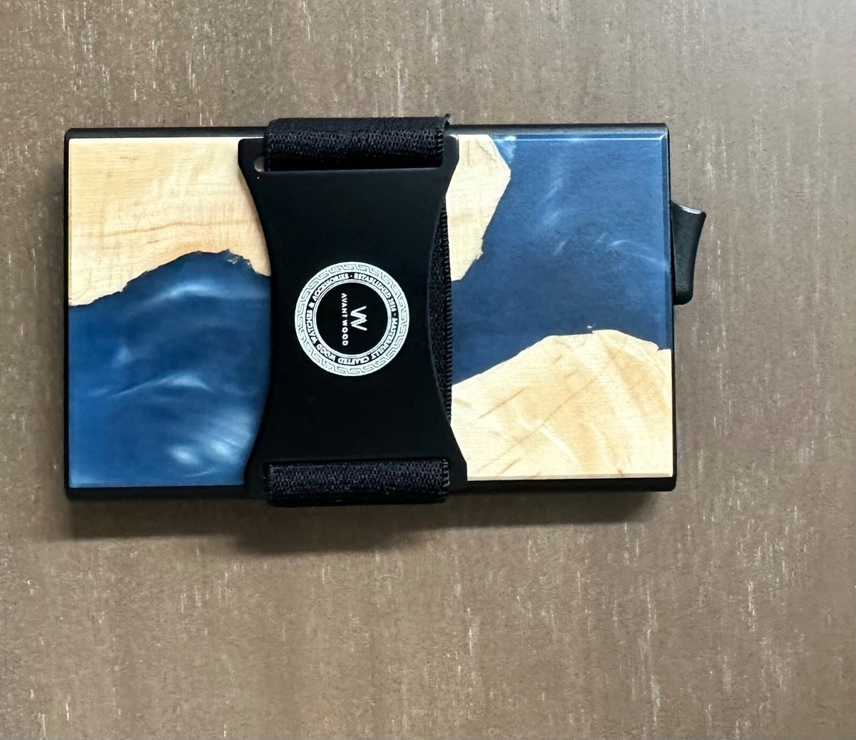 Avant Wood & Resin RFID Wallet – Navy Blue – Brand New