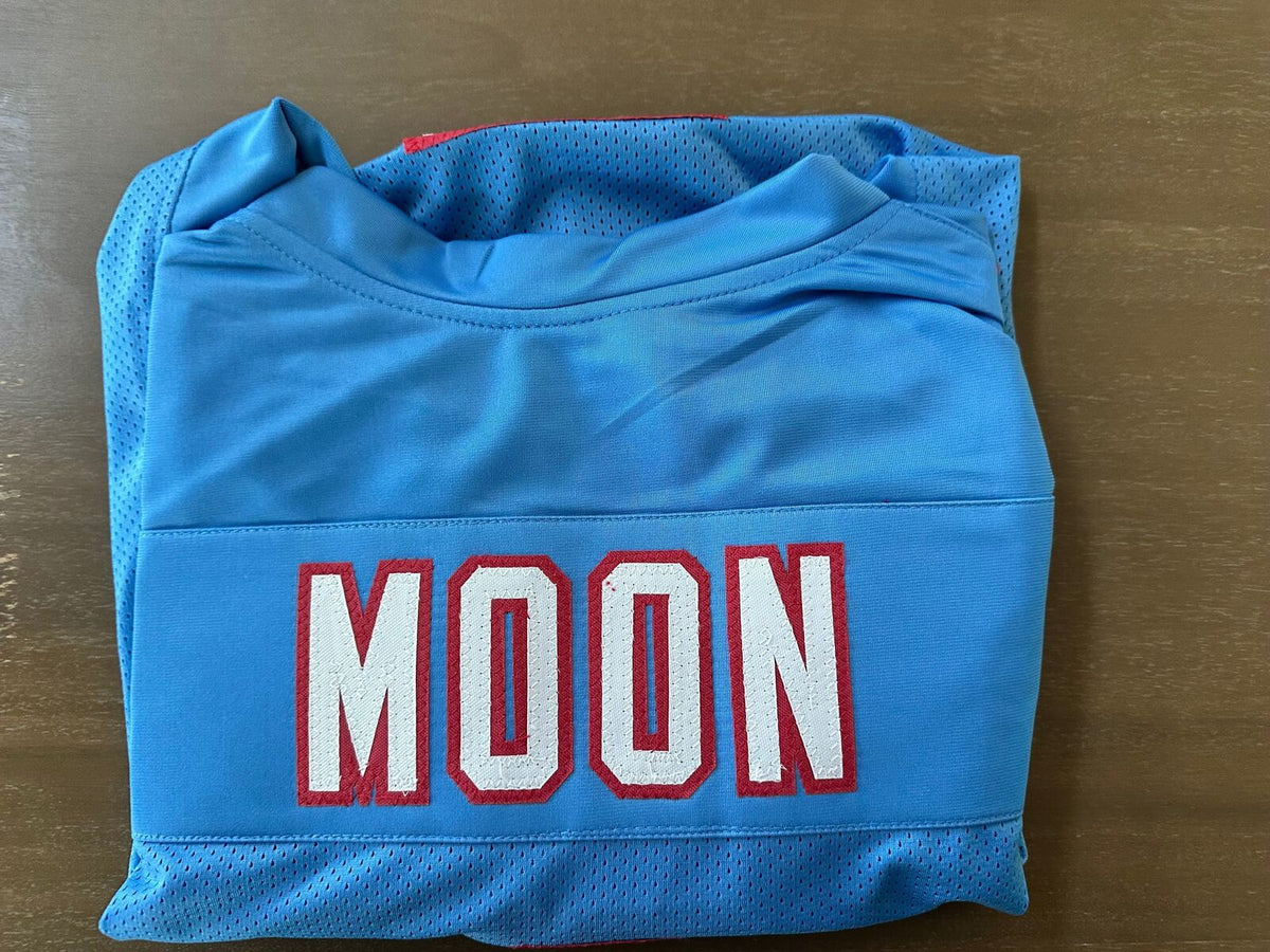 Warren Moon Signed Oilers Jersey with game cut sleeves Beckett Witnessed HOF 06