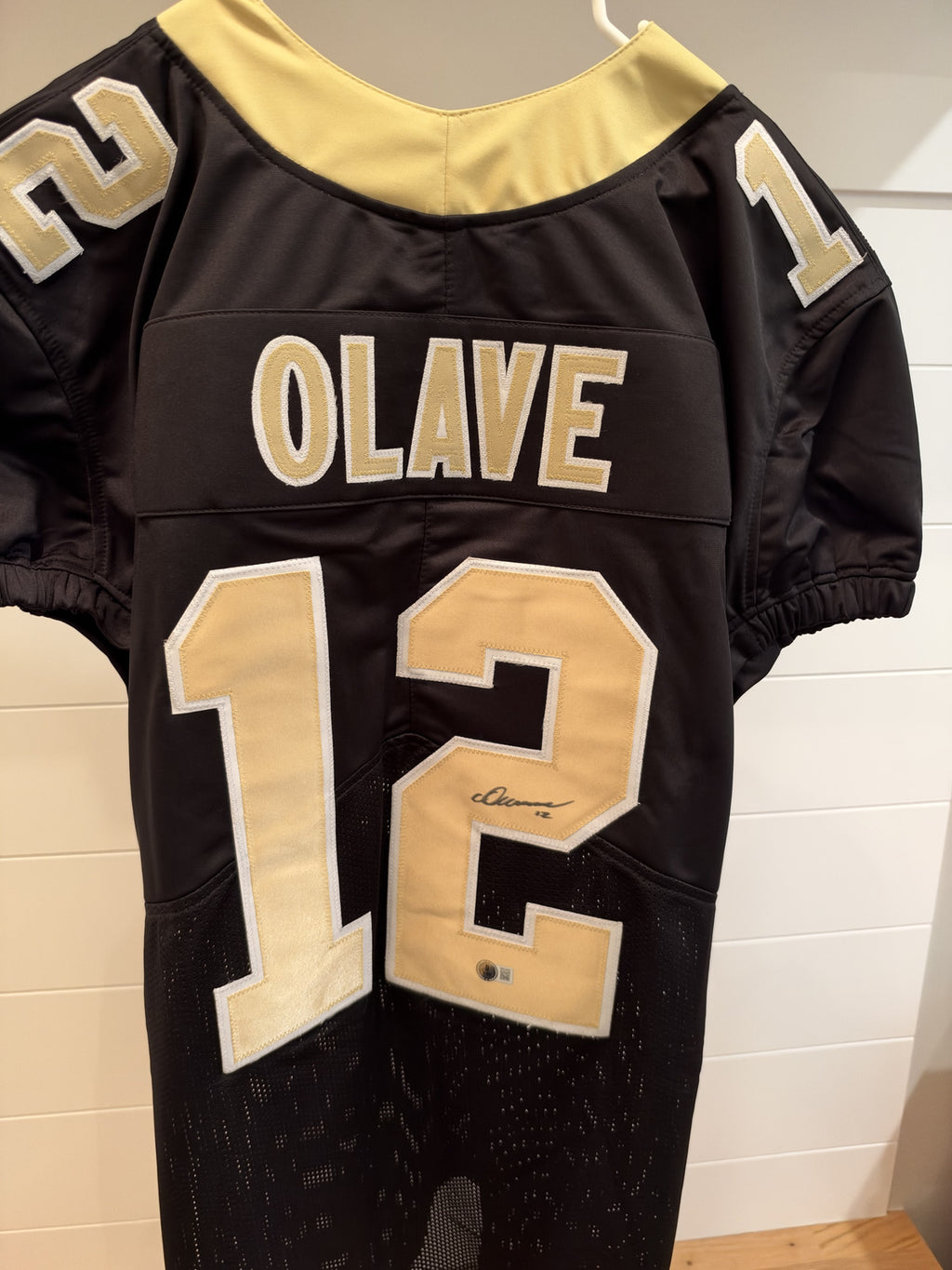 Chris Olave Signed Saints #12 Black Gold Custom Jersey Beckett Witnessed BAS