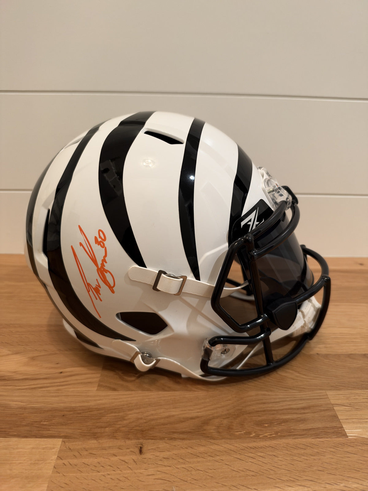 Chase Brown Signed Bengals White Full Size Speed Replica Helmet Beckett Visor