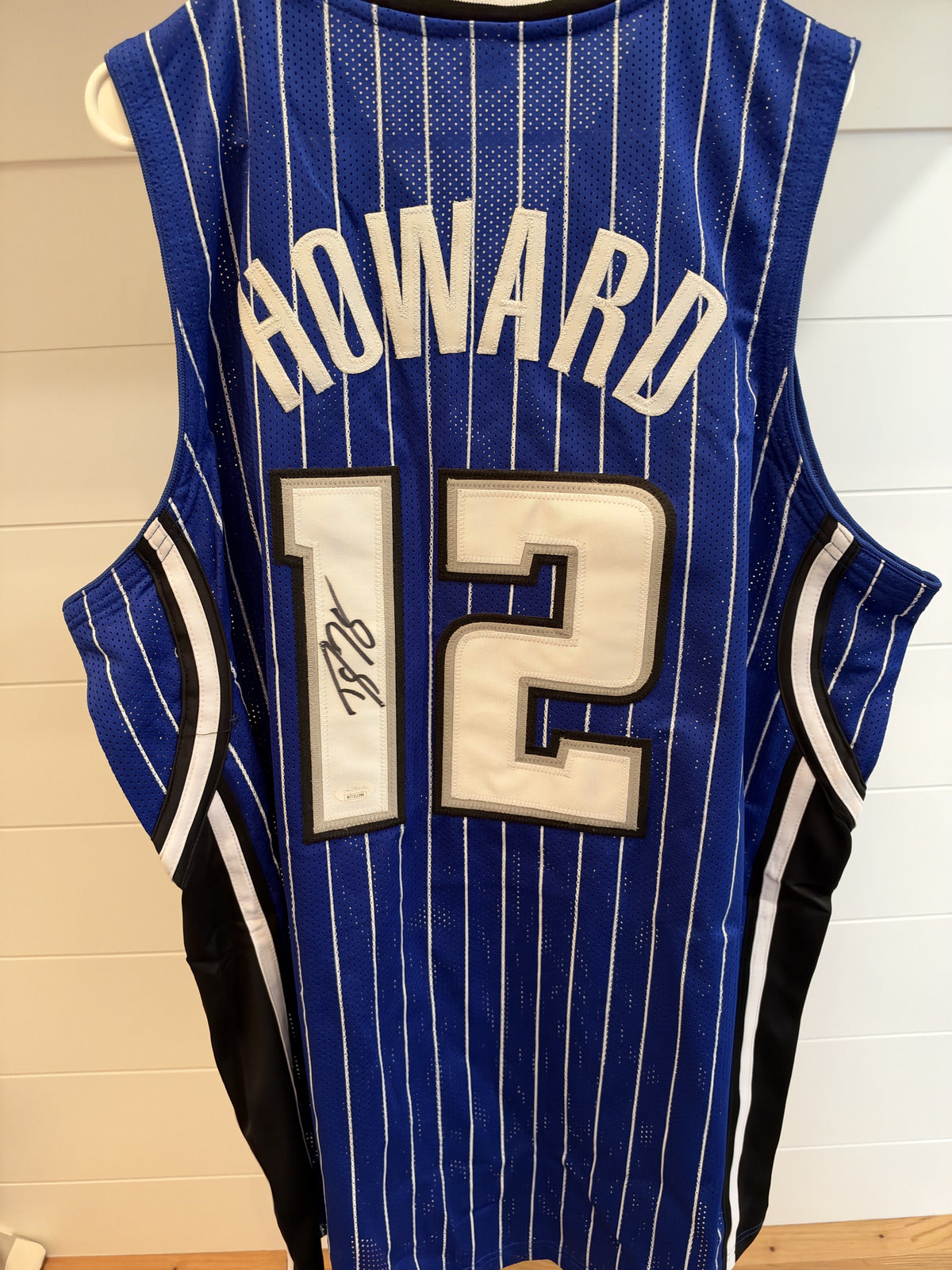 Dwight Howard Signed Orlando Magic Custom Jersey Blue Pinstripe XL JSA Witness