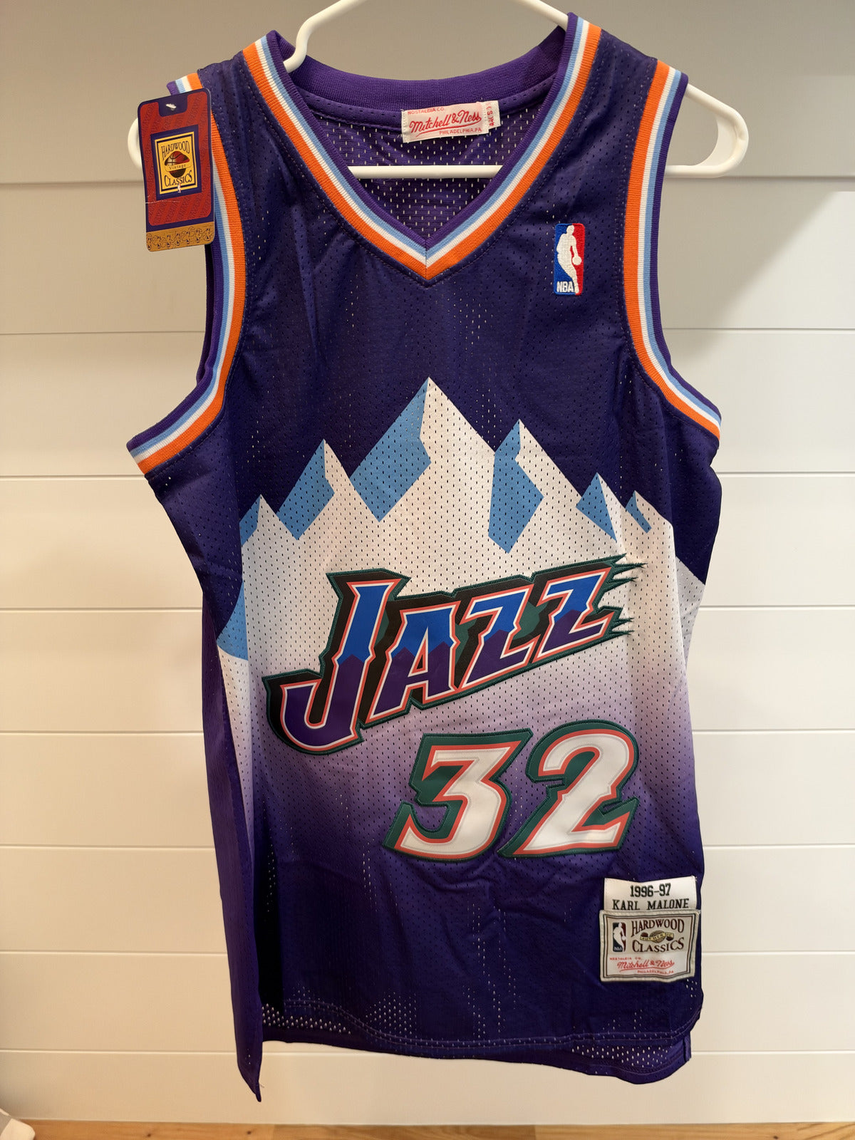 Karl Malone Utah Jazz #32 Purple Mountain Throwback Jersey Tagged 44 (S)