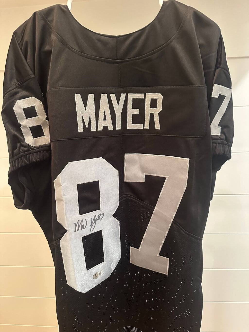 Michael Mayer Signed Raiders Black Jersey with game cut sleeves –