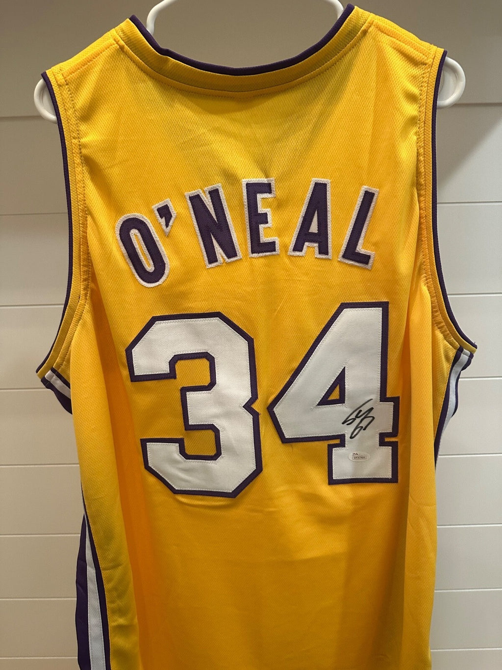 Shaquille O’Neal Signed Lakers #34 Gold Jersey – JSA Witnessed COA