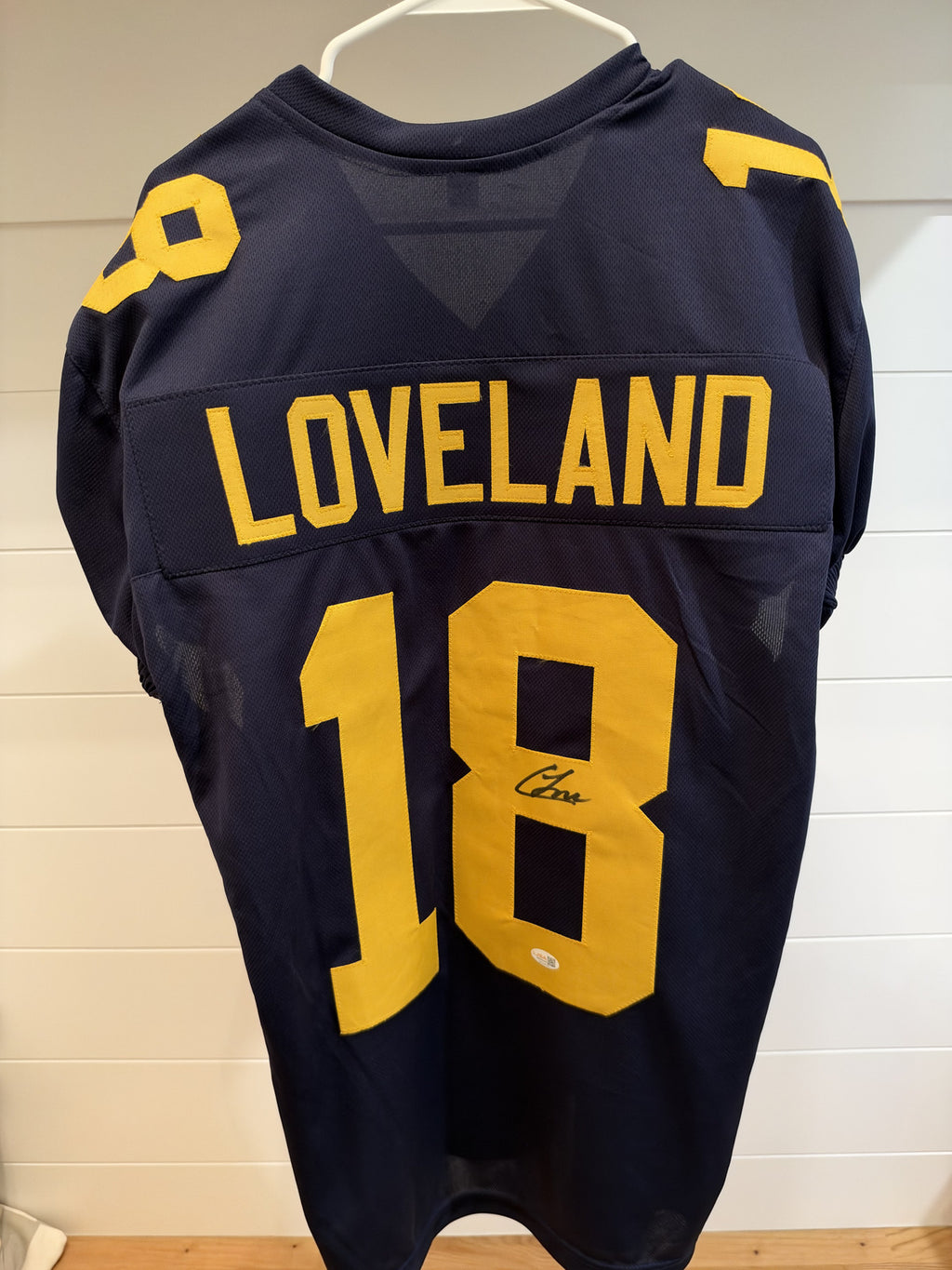 Colston Loveland Signed Michigan Wolverines #18 Navy Custom Jersey XL JSA