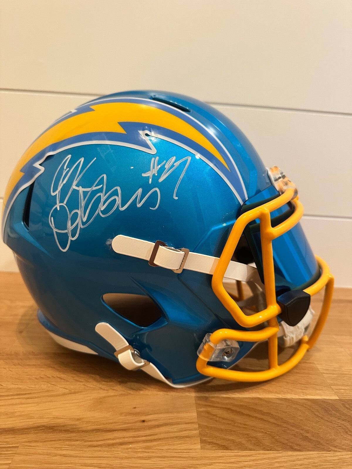 J.K. Dobbins Signed Chargers Full Size Helmet – Beckett Witnessed