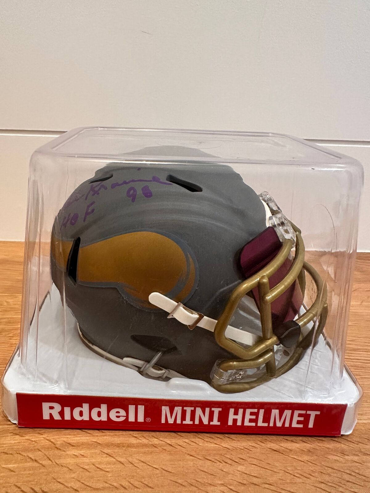 Paul Krause Signed Minnesota Vikings Slate Riddell Speed Mini Helmet — HOF 98