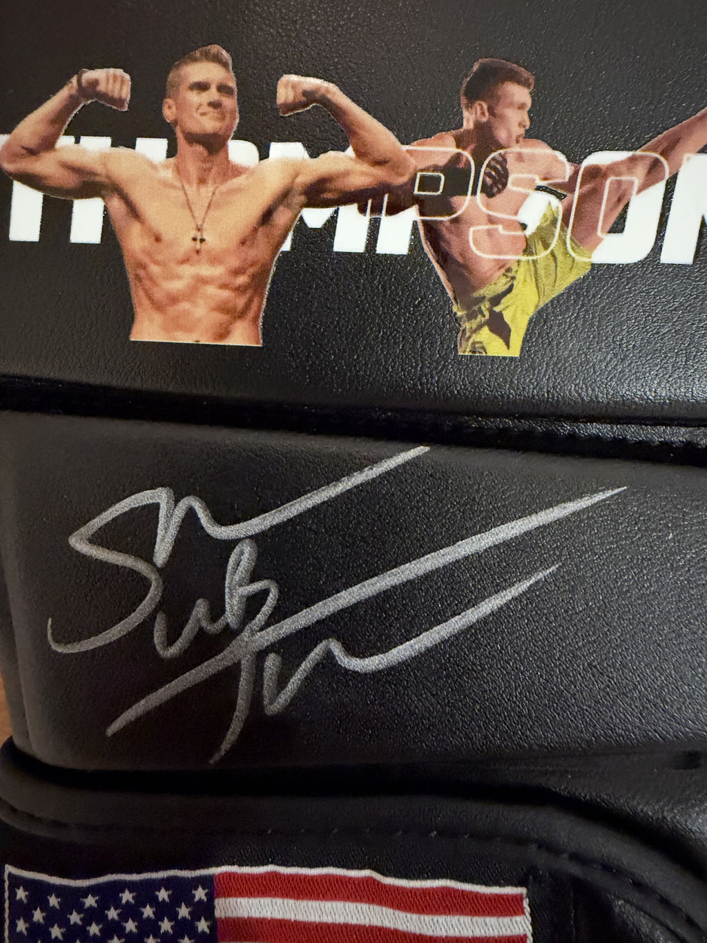 Stephen Wonderboy Thompson Signed MMA Glove USA Flag Pristine COA UFC Autograph
