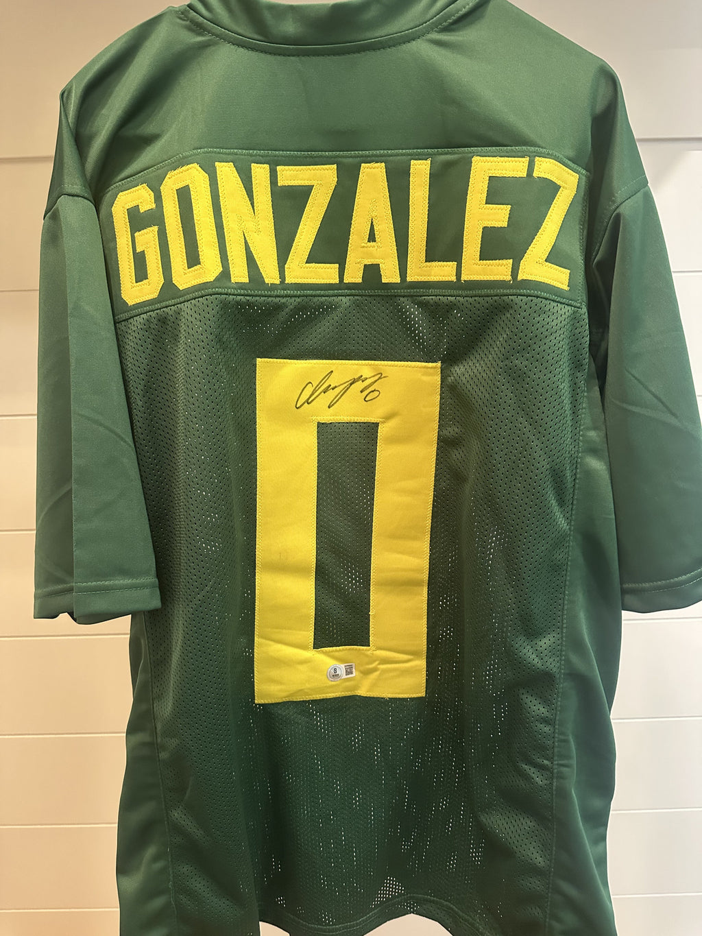 Christian Gonzalez Signed Oregon Ducks Green Custom Jersey #0 Beckett BAS