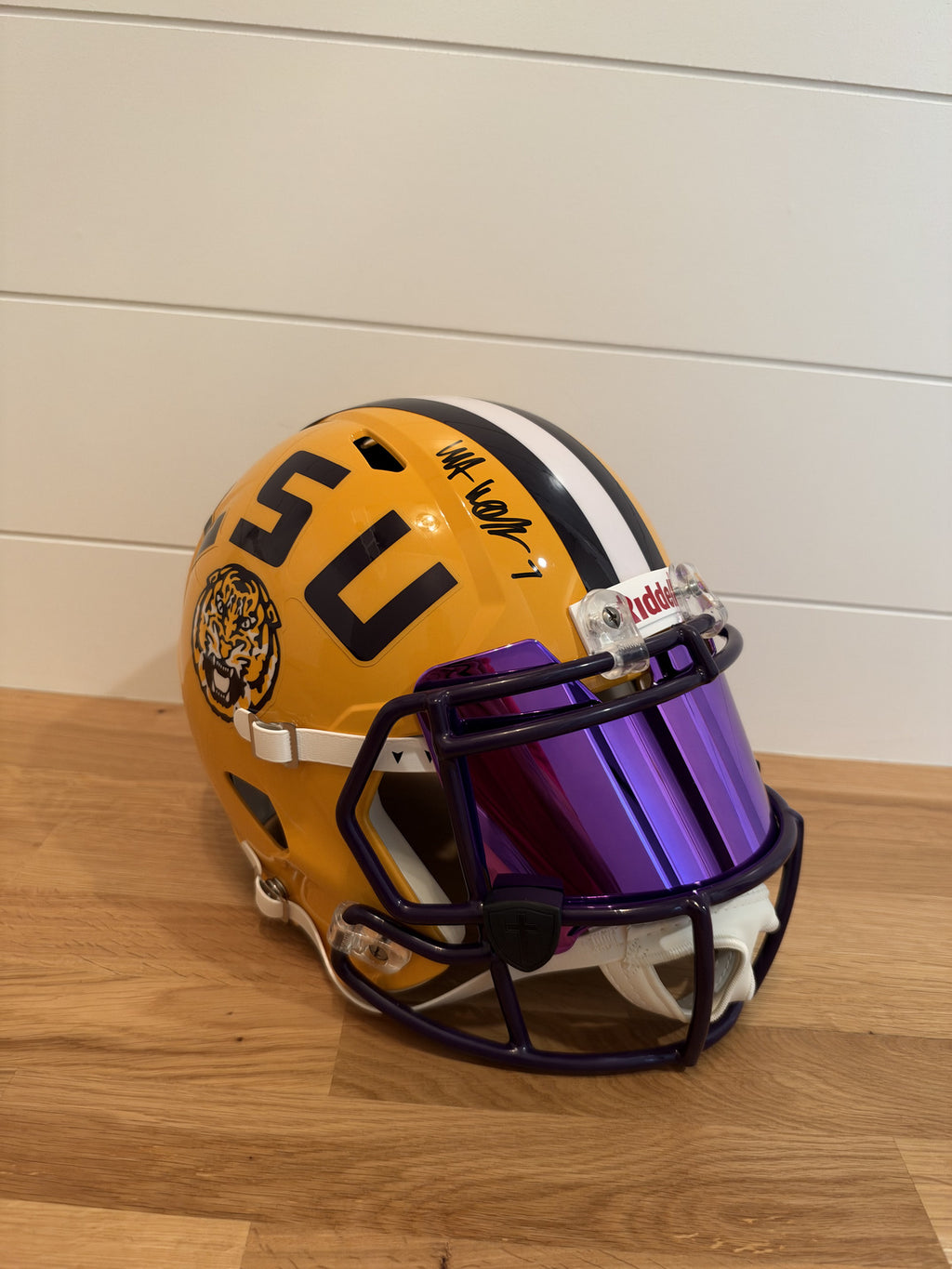 Whit Weeks Signed LSU Tigers Full Size Speed Replica Helmet JSA Purple Visor