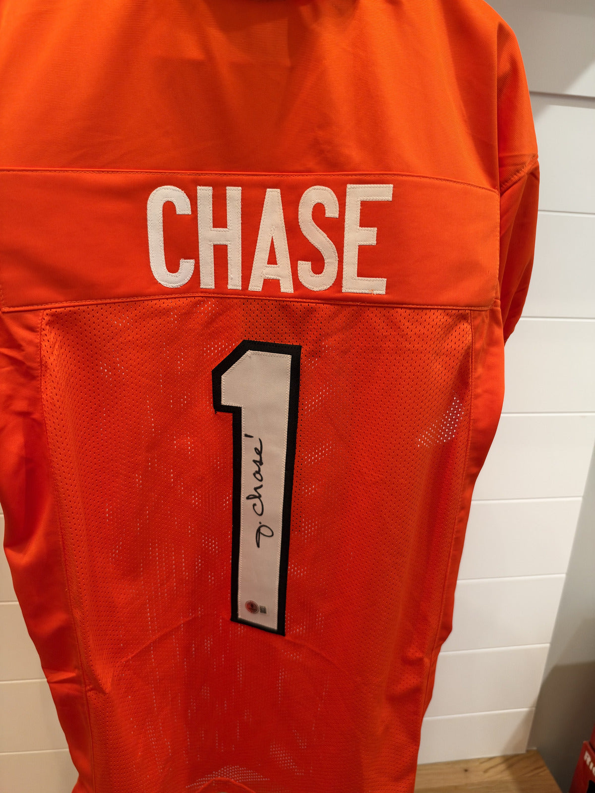 Ja'Marr Chase Signed Cincinnati Bengals #1 Orange Custom Jersey Beckett BAS