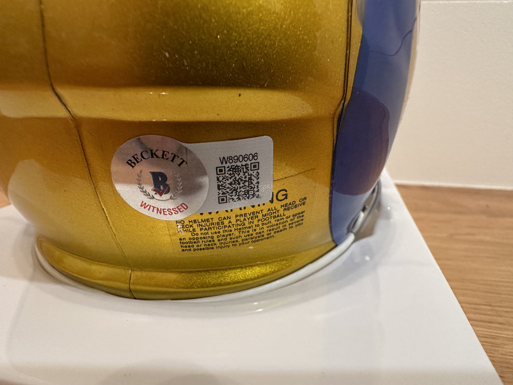 Eric Dickerson / Marshall Faulk / Jerome Bettis Rams Triple Signed Mini Helmet –