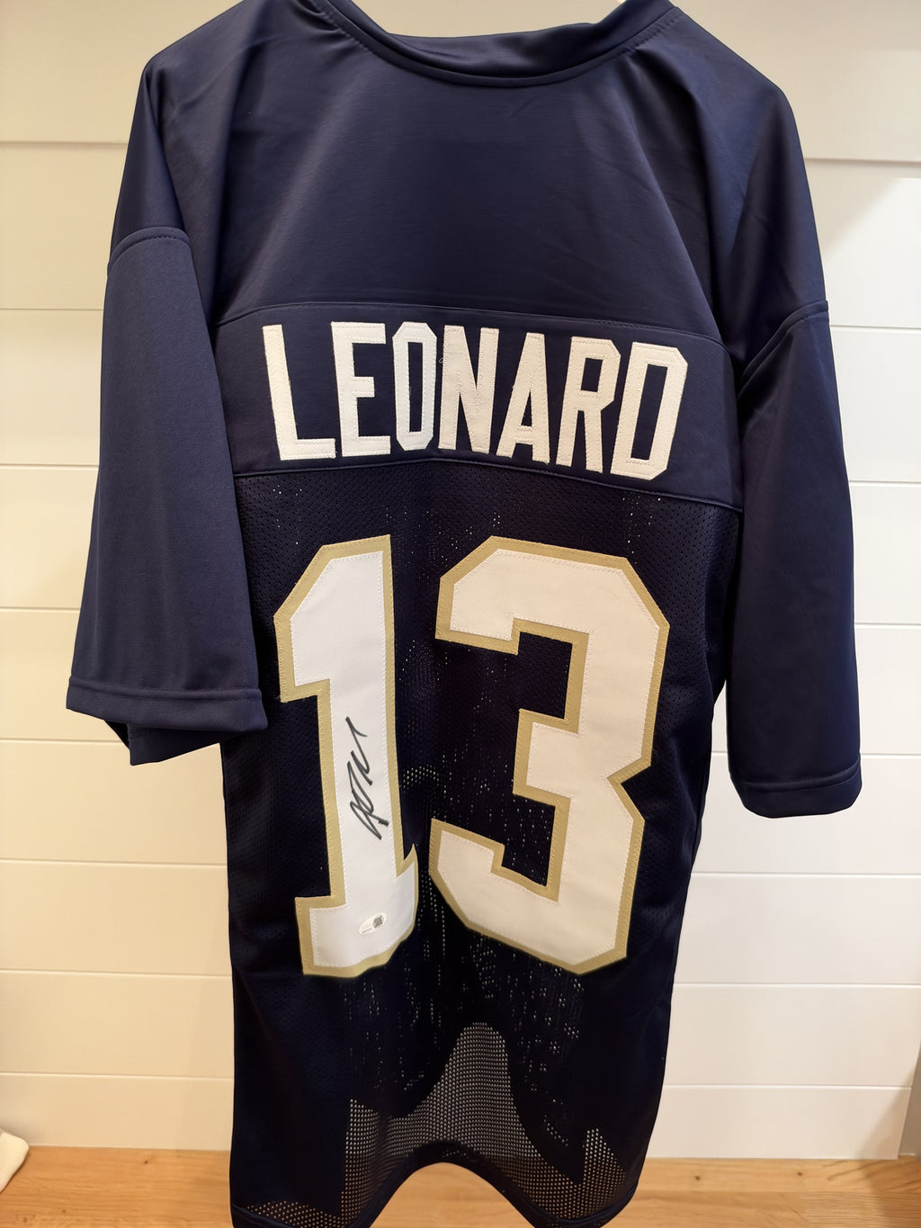 Riley Leonard Signed Notre Dame #13 Navy Custom Jersey JSA Witnessed