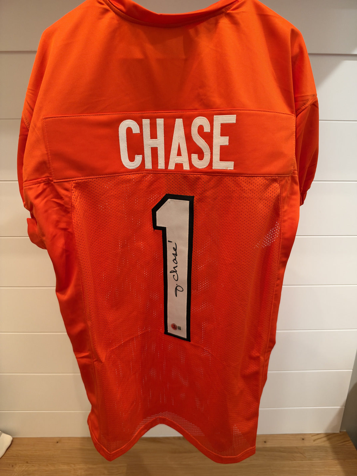 Ja'Marr Chase Signed Cincinnati Bengals #1 Orange Custom Jersey Beckett BAS