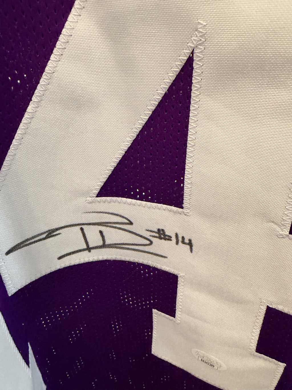 Trey'Dez Green Signed LSU Tigers Custom Jersey #14 XL Purple JSA COA