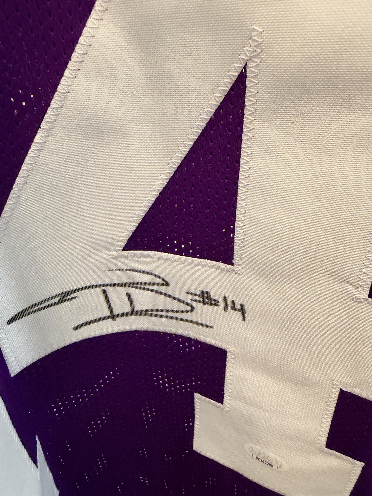 Trey'Dez Green Signed LSU Tigers Custom Jersey #14 XL Purple JSA COA