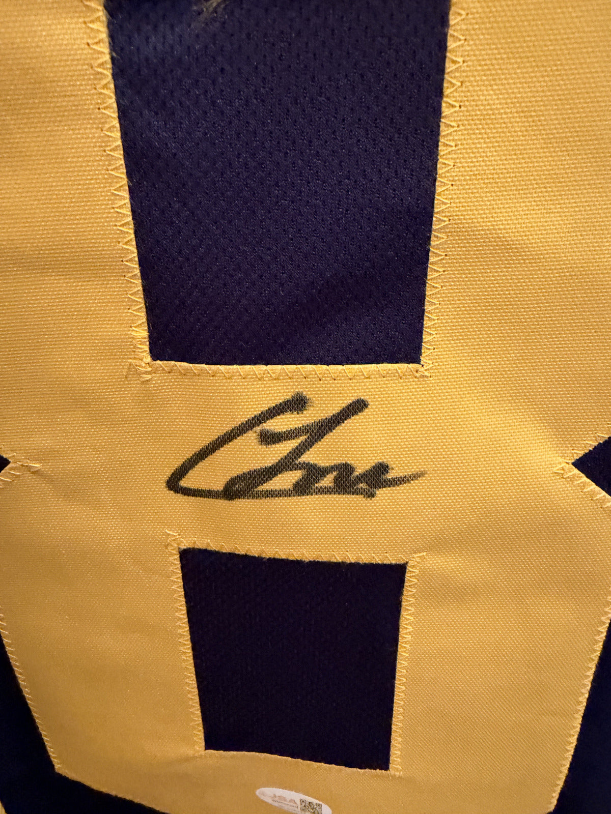 Colston Loveland Signed Michigan Wolverines #18 Navy Custom Jersey XL JSA