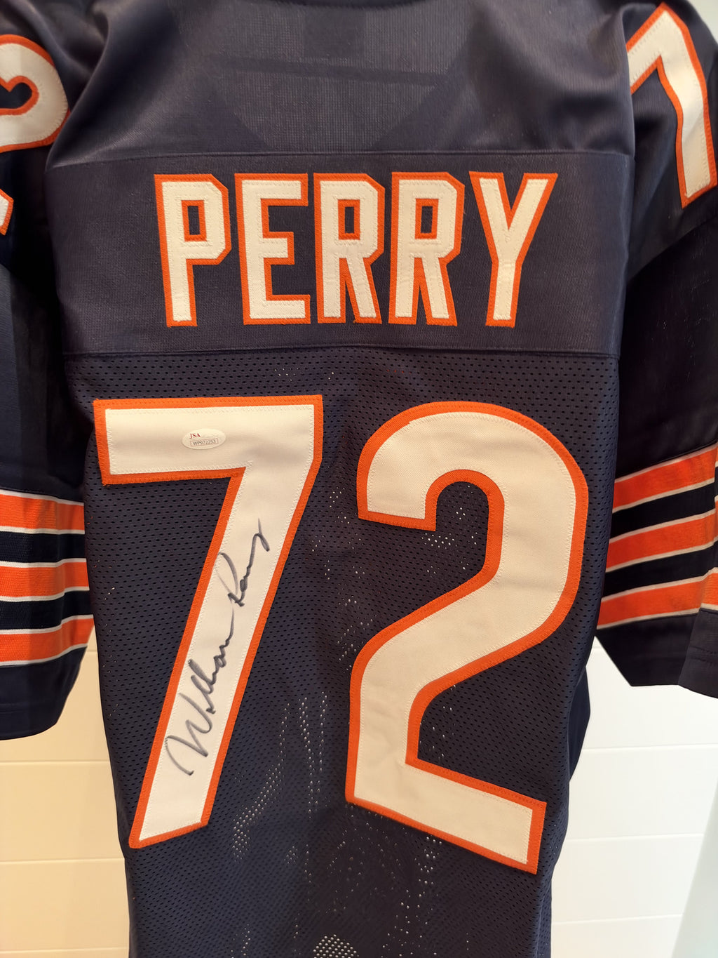 William Perry Signed Bears Custom Jersey #72 XL Navy JSA Witness COA