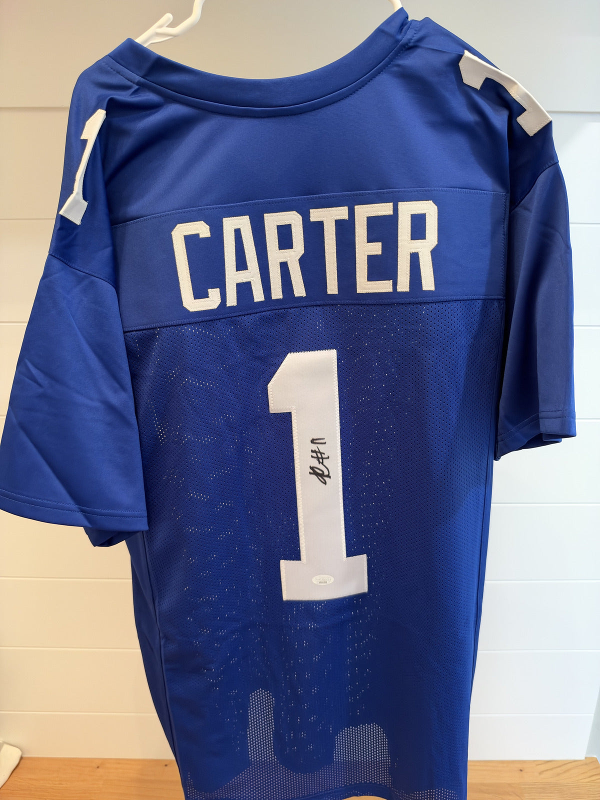 Abdul Carter Signed New York Giants Custom Jersey #1 Blue JSA COA