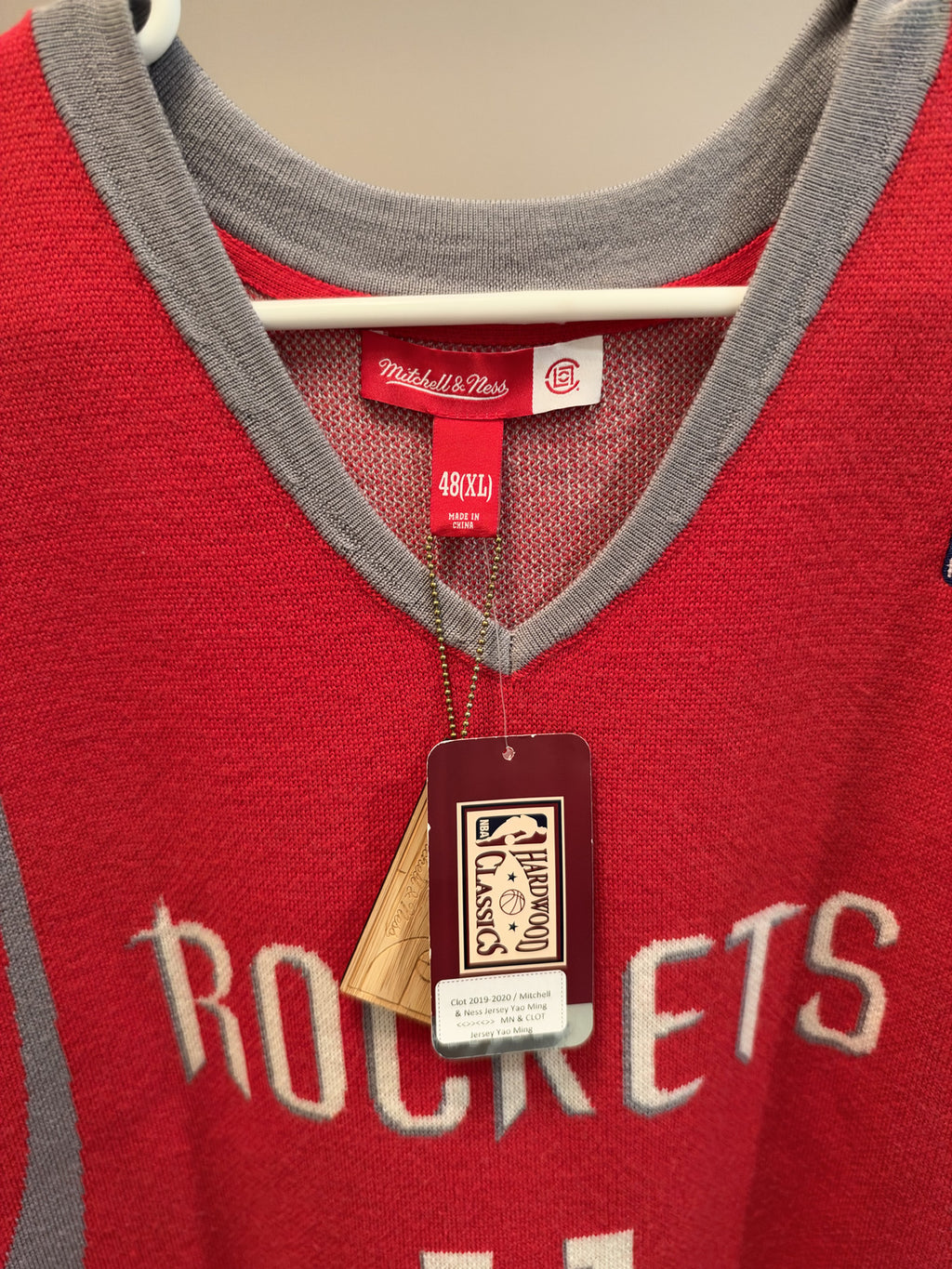 Yao Ming Rockets CLOT x Mitchell & Ness Wool Knit Jersey XL 48 With Tags