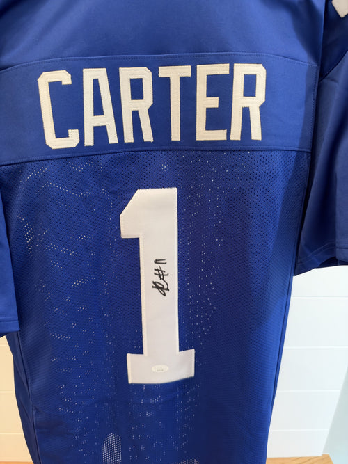 Abdul Carter Signed New York Giants Custom Jersey #1 Blue JSA COA
