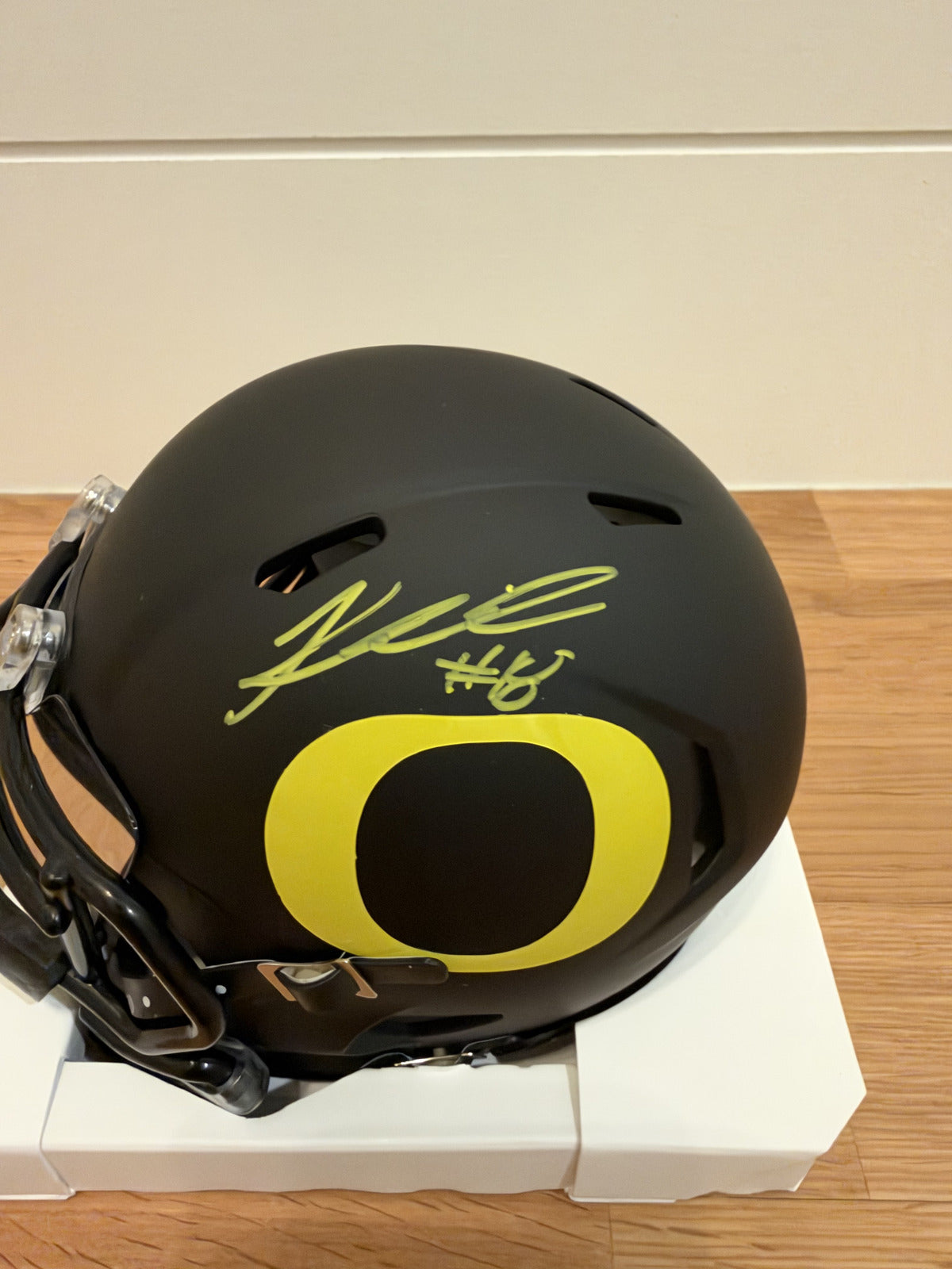 Kenyon Sadiq Signed Oregon Ducks Mini Helmet Black Chrome Visor JSA COA