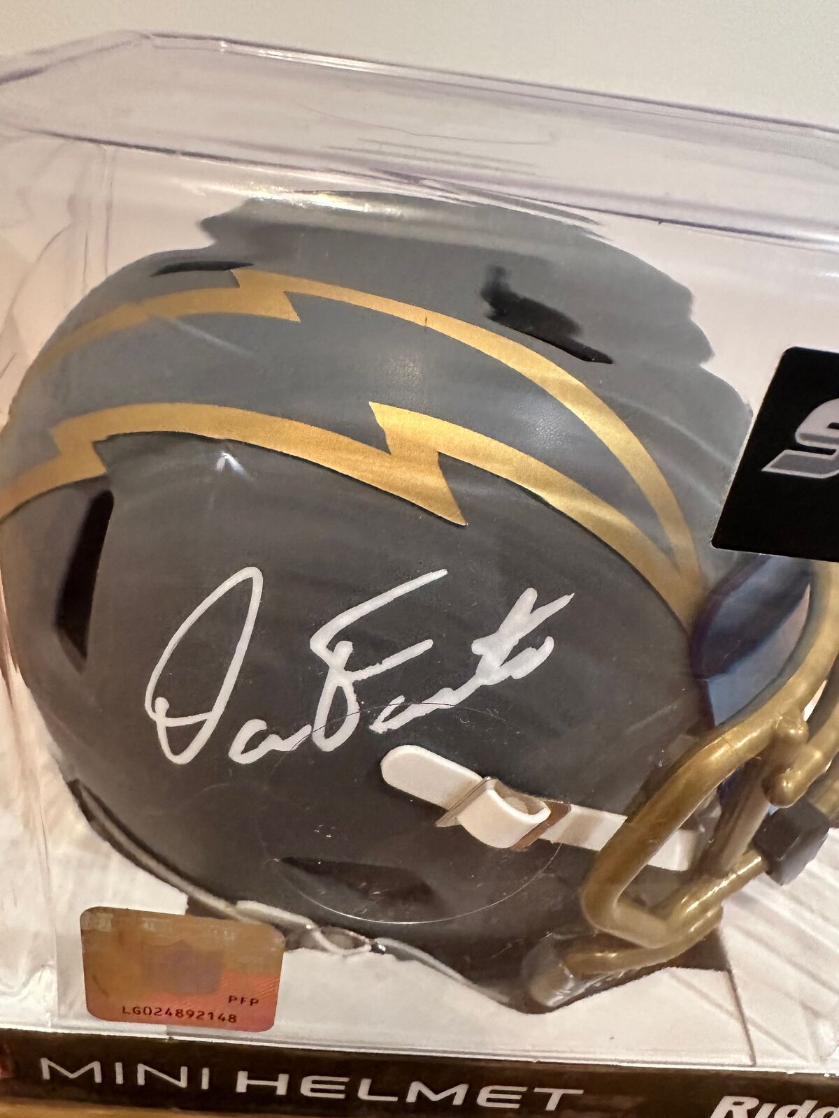 Dan Fouts Signed Chargers Slate Riddell Speed Mini Helmet Schwartz COA