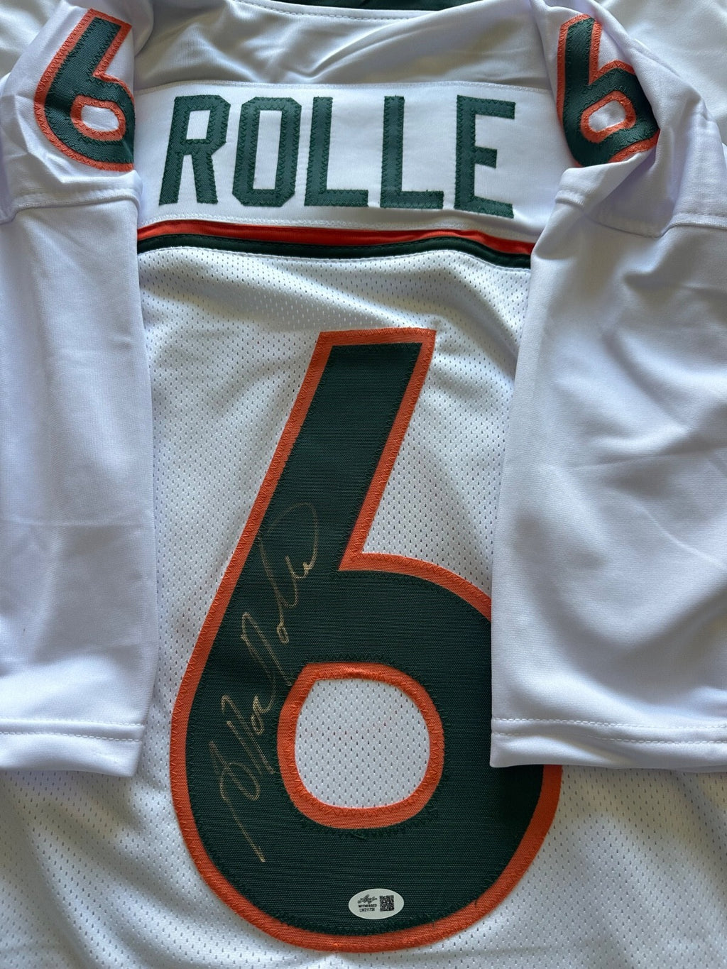 Antrel Rolle Signed Miami Hurricanes Jersey – Leaf Witnessed COA
