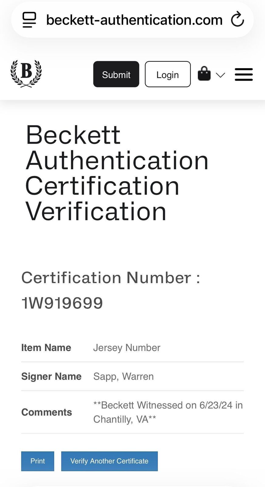 Warren Sapp Signed Buccaneers Jersey #99 – Beckett Witnessed COA