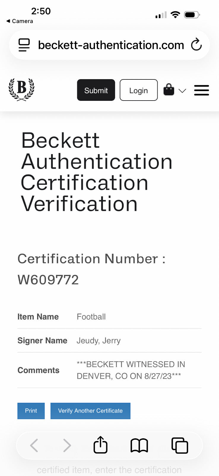 Jerry Jeudy Signed Denver Broncos Logo Football – Beckett Witness COA