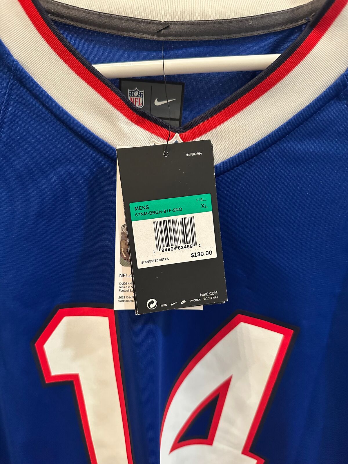 Stefon Diggs Signed Buffalo Bills Nike #14 Jersey – Beckett Authenticated – XL
