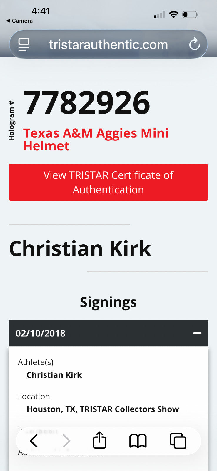 Christian Kirk Signed Texas A&M Aggies Mini Helmet – TRISTAR COA