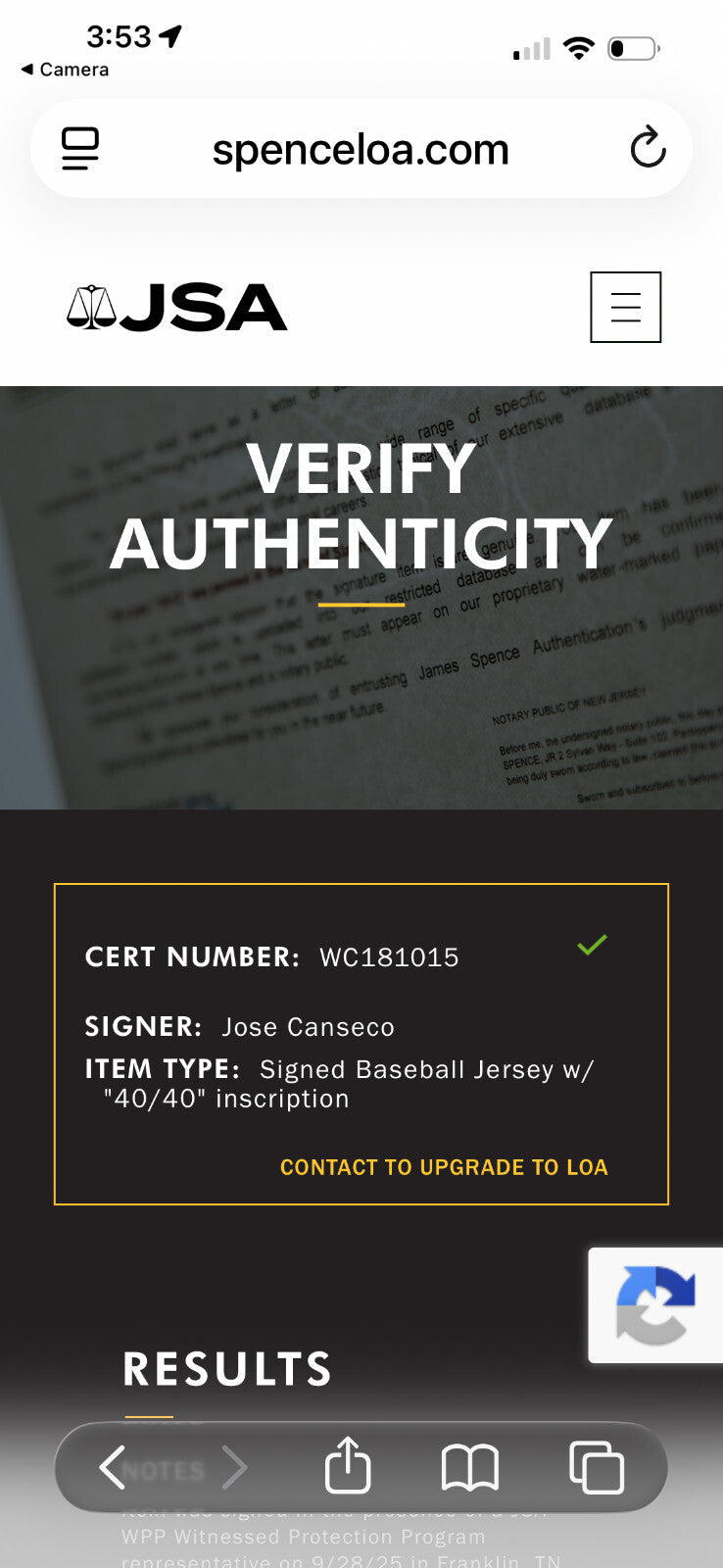 Jose Canseco Signed Oakland A’s #33 Jersey – 40/40 Inscription – JSA Witnessed