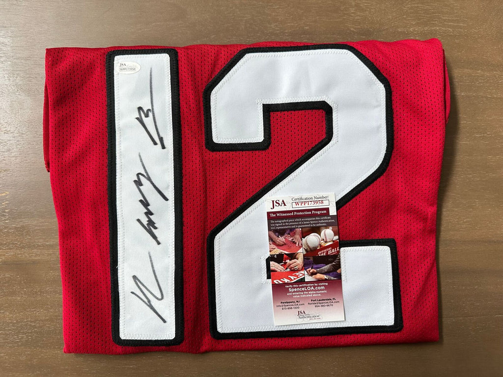 John Brown Signed Red #12 Football Jersey – JSA Witnessed COA