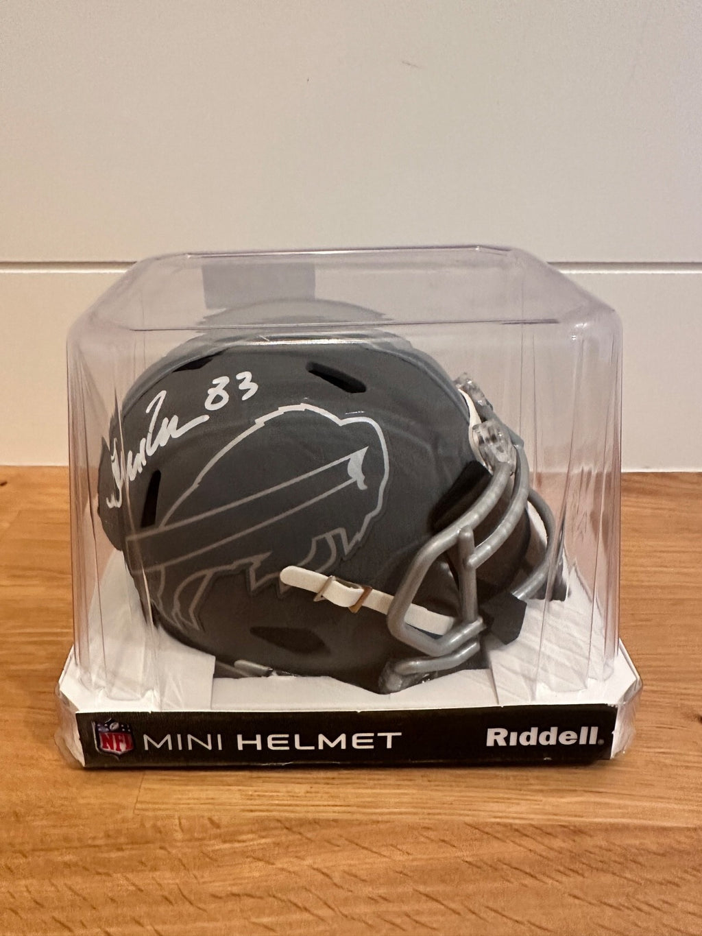 Andre Reed Signed Buffalo Bills Slate Mini Helmet with visor– JSA Witnessed