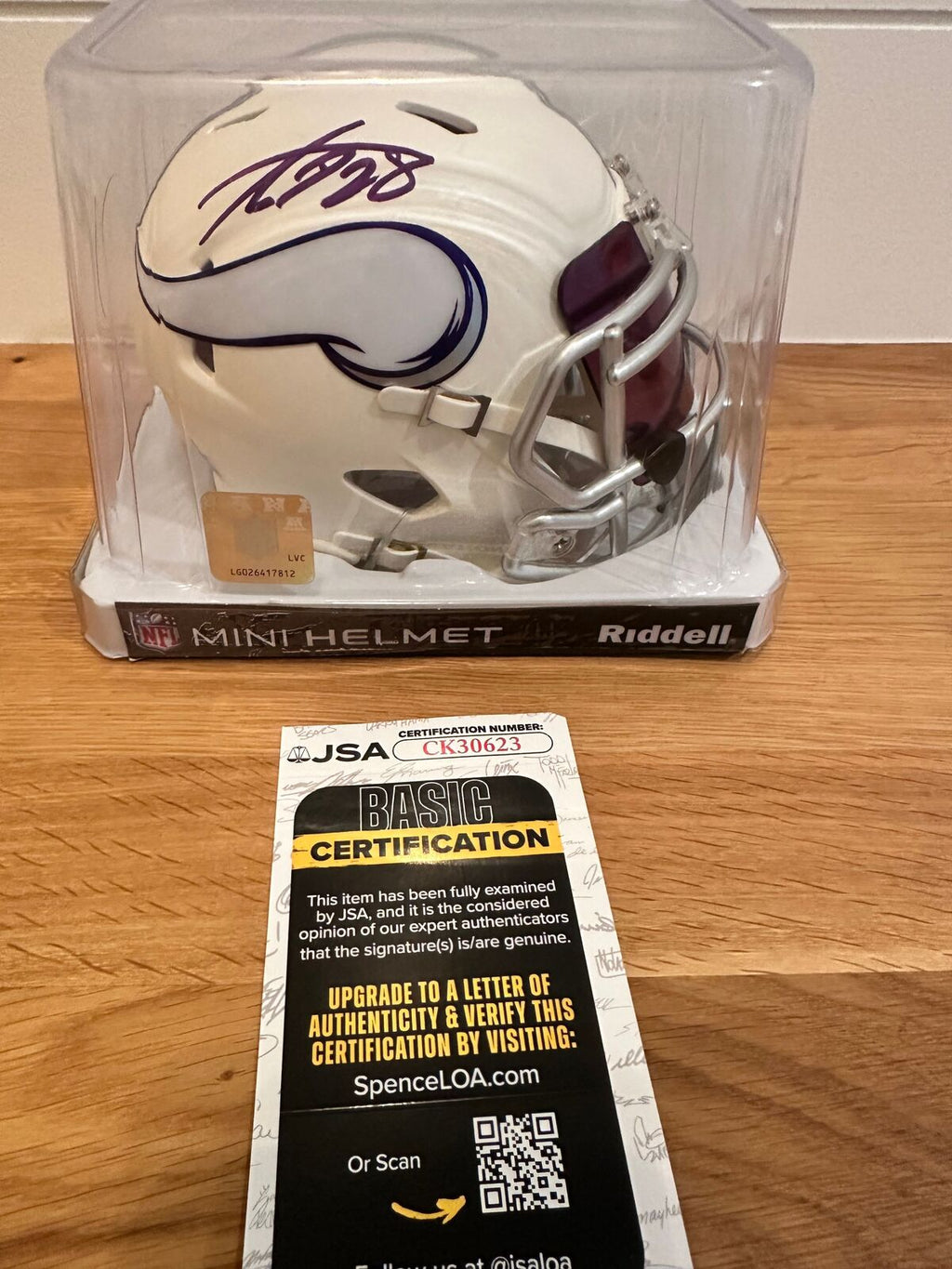 Adrian Peterson Signed Vikings White Mini Helmet — JSA Authenticated