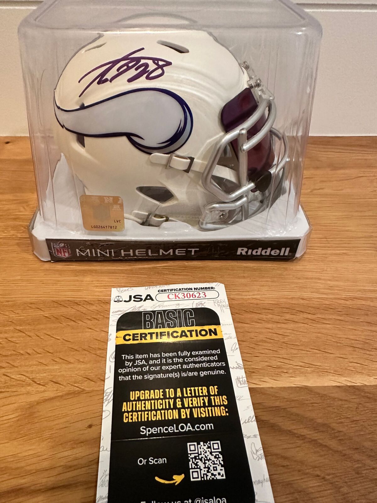 Adrian Peterson Signed Vikings White Mini Helmet — JSA Authenticated