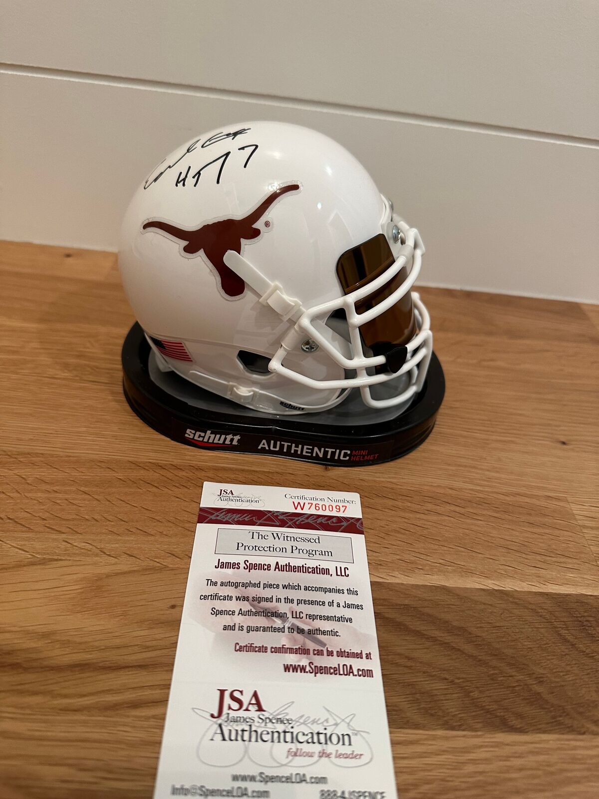 Earl Campbell Signed Texas Longhorns Schutt Mini Helmet “HT 77” – JSA COA