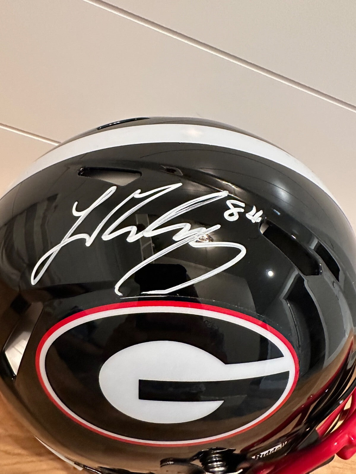 Ladd McConkey Signed Georgia Bulldogs Riddell Speed Authentic Helmet BAS