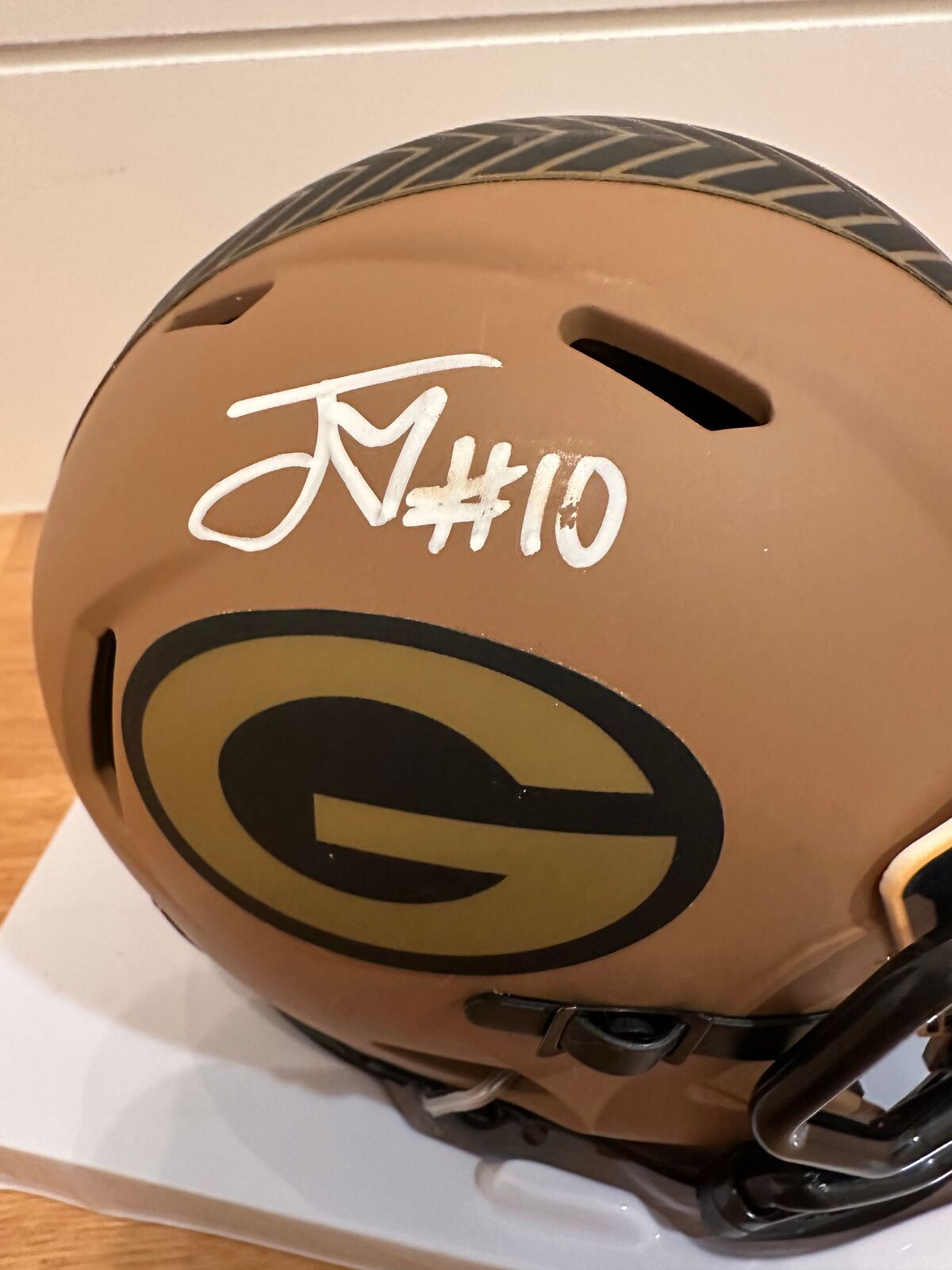 Jordan Love Signed Green Bay Packers Salute to Service Mini Helmet – Beckett