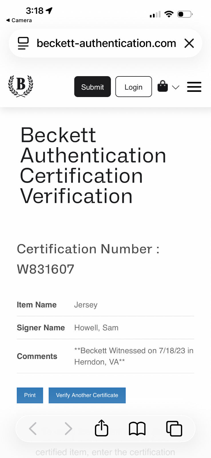 Sam Howell Signed Washington Commanders Nike Jersey – Beckett Witnessed – XL