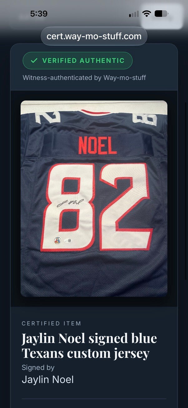 Jaylin Noel Signed Houston Texans #82 Navy Custom Jersey WSA Authenticated