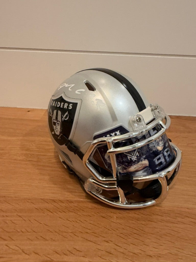 Maxx Crosby Signed Raiders Mini Helmet Custom Visor Fanatics Auth + Case