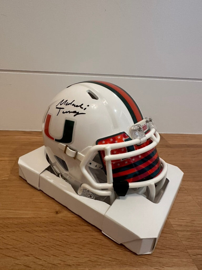 Malachi Toney Signed Miami Hurricanes Riddell Speed Mini Helmet JSA Witnessed