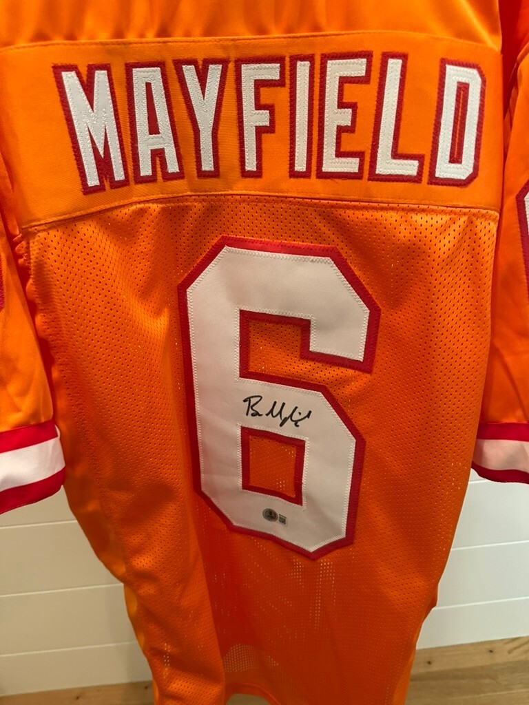 Baker Mayfield Signed Tampa Bay Buccaneers Orange Throwback Jersey – Beckett